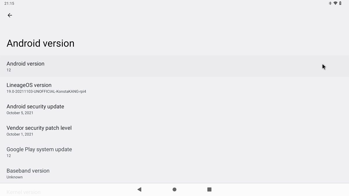 Raspberry Pi ejecutando Android 12