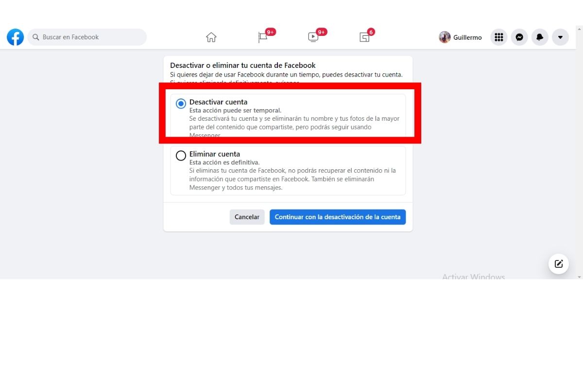 Cómo borrar cuenta de facebook