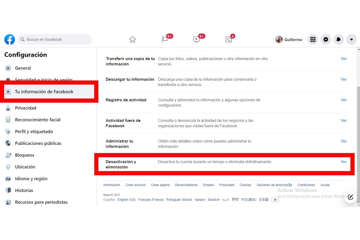 Cómo eliminar cuenta de facebook