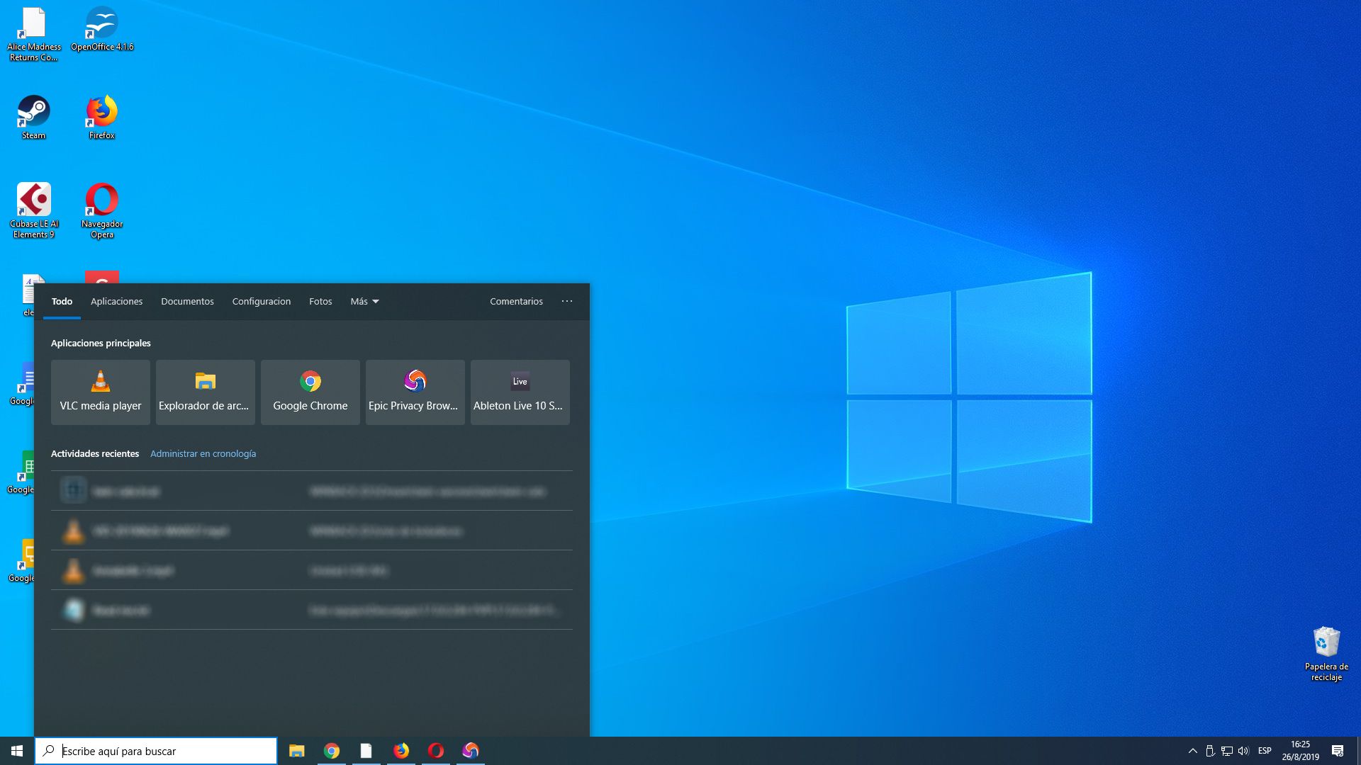 Cuadro de búsqueda en Windows10